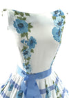 1950's Blue & White Floral Border Print Cotton Dress - New!