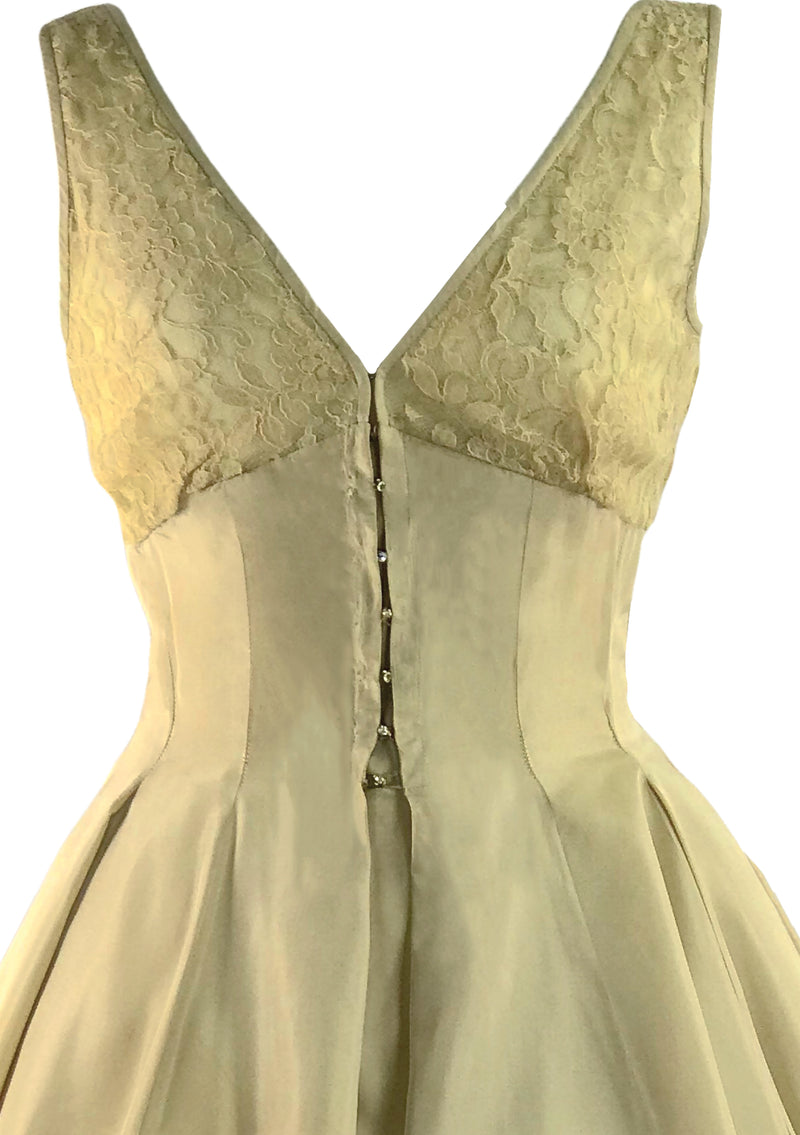 1950s Gold Silk Taffeta Designer Party Dress Ensemble  - New!