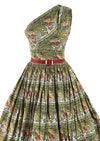 Late 1950s Florentine Print Cotton Dress - New!