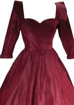 Sophisticated 1950s Merlot Satin Cocktail Dress- New! (ON HOLD)