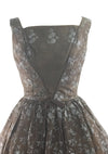 1950s Chocolate Embroidered Organza Party Dress  - New!