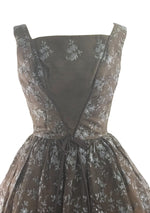 1950s Chocolate Embroidered Organza Party Dress  - New!