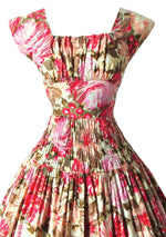 Vintage 1950s Berries and Flowers Cotton Dress- New!