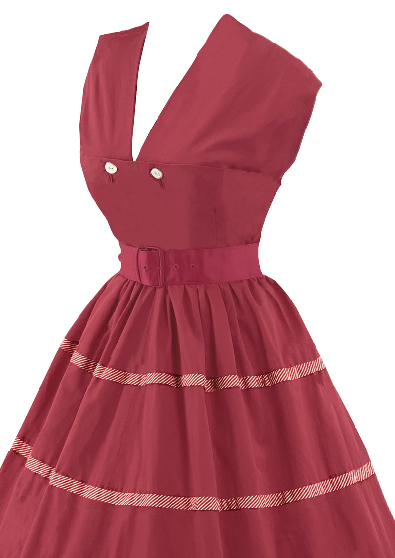Late 1950s to Early 1960s Watermelon Pink Cotton Dress- NEW!