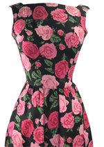 Vintage Late 1950s Pink Roses Silk Dress - New! (TAMMY)
