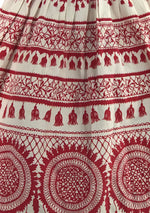 Late 1950s Early 1960s Red & White Trompe L'Oeil Novelty Print Skirt- New!