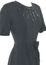 Vintage 1940s Black Rayon Crepe Swag Dress - New!