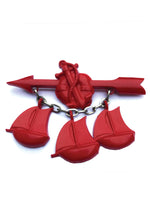 Vintage 1940s Red Celluloid Nautical Brooch- New!