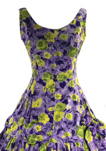 1950s - 1960s Lilac and Chartreuse Floral Print Dress- New! (ON HOLD)