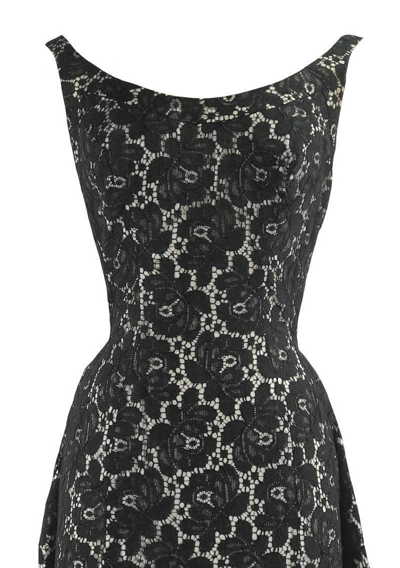 Vintage 1950s Designer Cotton Lace Cocktail Dress- New!