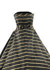 Late 1950s Designer Charcoal and Gold Stripe Cocktail Dress- New!