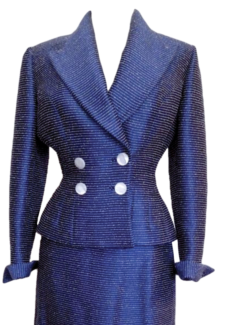 Wonderful Couture  1950s Blue & White Flecked Lilli Ann Suit- New!