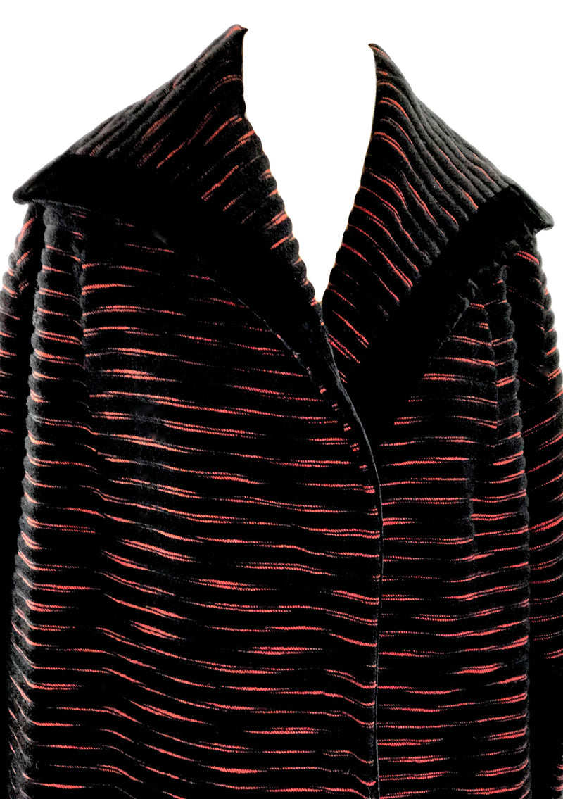 1950s Couture Lilli Ann Black and Red Wool Clutch Coat- New!