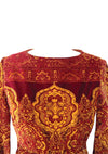 1960s Designer Red & Gold Baroque Velveteen Dress  - New!