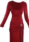 Early 1960s Claret Red Rayon Draped Designer Dress- New! (ON HOLD)