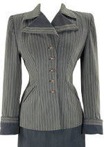 Sophisticated 1940s Striped Two-Tone Wool Suit- New!