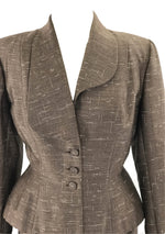 1950s Designer Bronze Silk with Cream Flecks Lilli Ann Suit - New!