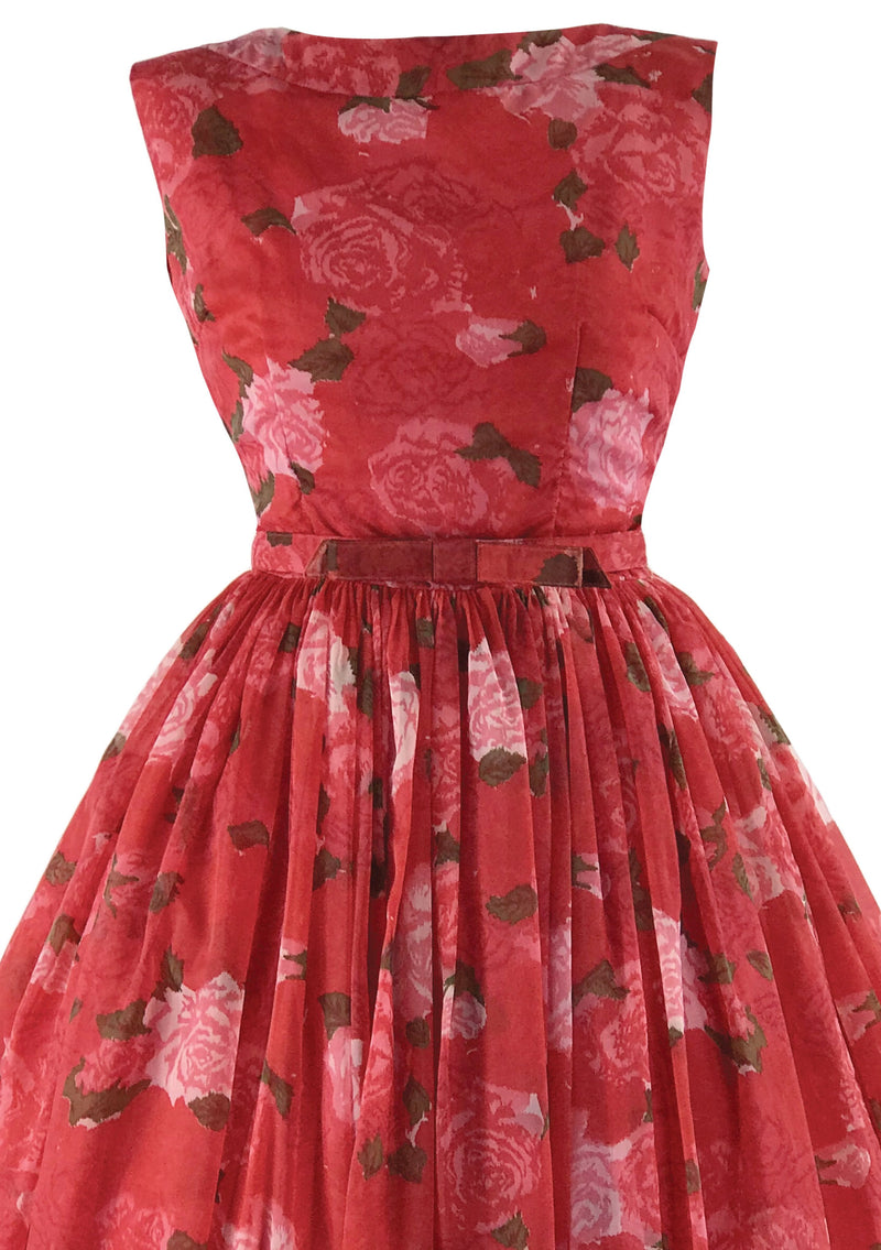 1950s Jerry Gilden Designer Roses Chiffon Dress - New!