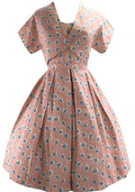 Vintage 1950s Pink Floral Cotton Dress Ensemble- New!