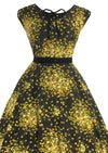 Vintage 1950s Black Cotton with Golden Sprays- New!
