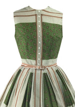 1950s Paisley Colour Block Cotton Designer Dress - New!