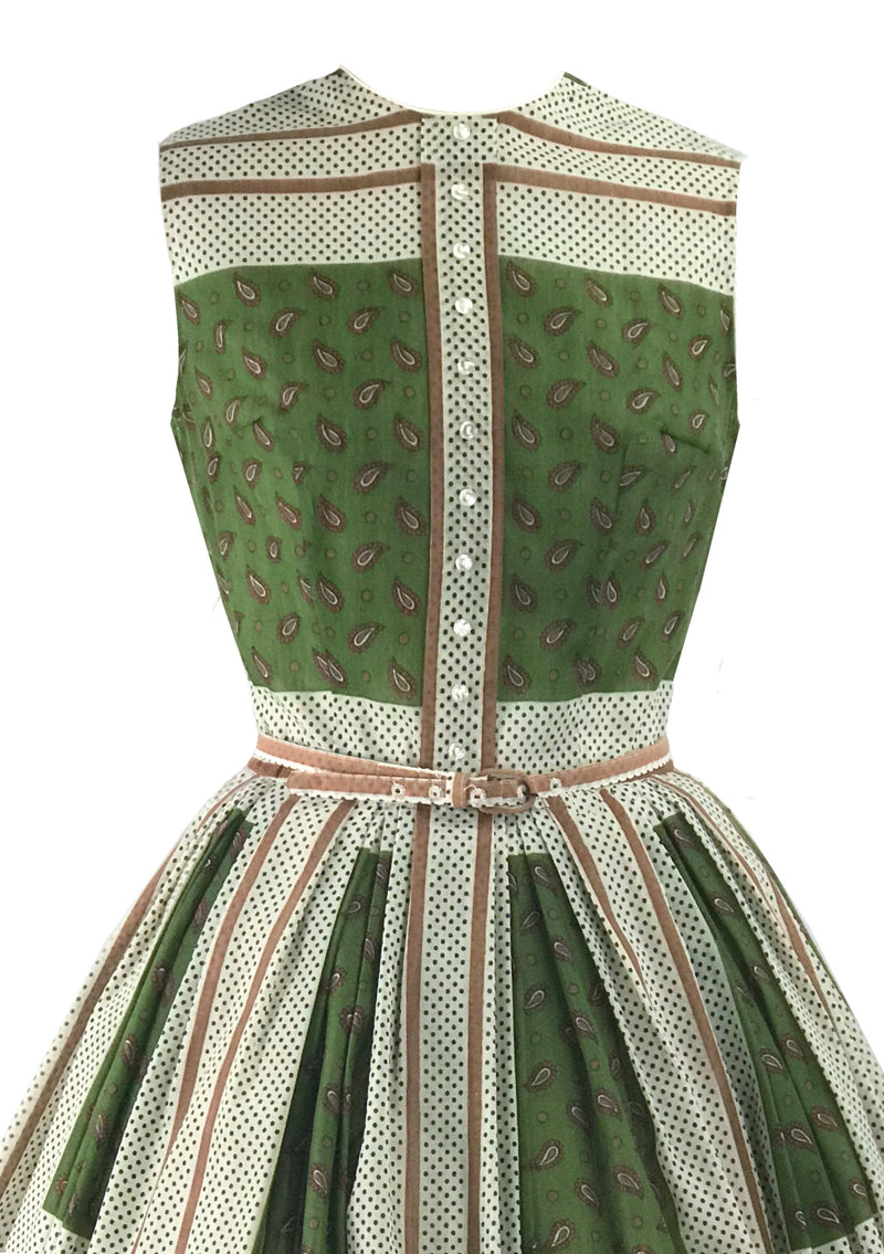 1950s Paisley Colour Block Cotton Designer Dress - New!