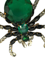 Czech Green & Black Crystal Spider Brooch- New!
