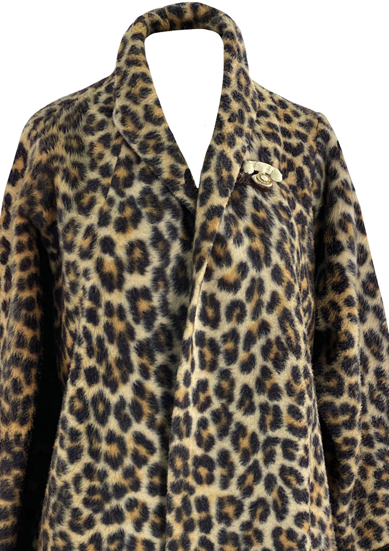 Vintage 1960s Faux Leopard Car Coat - New!