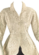 Stunning Vintage 1950s Cream Lace Peplum Jacket - NEW!