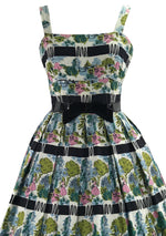 Vintage 1950s Bucolic Novelty Print Cotton Dress- New!