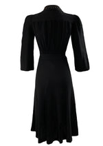 Vintage Early 1940s Studded Black Crepe Button-Through Dress - NEW!