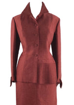 1950s Designer Lilli Ann Cranberry Red Silk Suit- New!