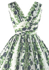 Vintage 1950s Trailing Blue Roses Swiss Dot Dress- New!