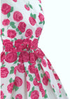 1950's Magenta Pink Floral Cascading Roses Dress - New!
