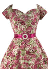 1950s Pink Roses with Sequins Cotton Dress- New!