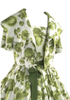 Vintage 1950s Green Roses Slub Silk Dress & Jacket Ensemble- New!