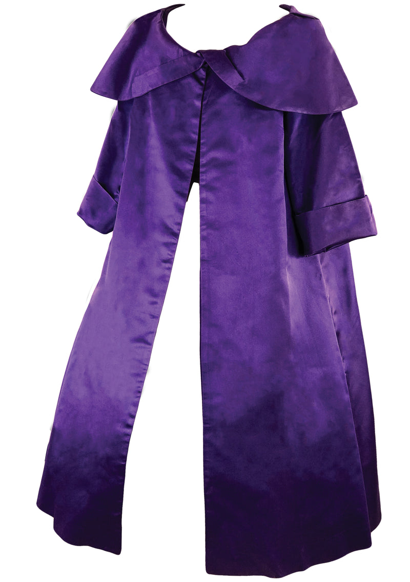 Luxurious 1950s Purple Silk Satin Opera Coat- New!
