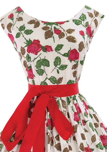 1950's Magenta Briar Roses Pique Cotton Dress - New! (ON HOLD)