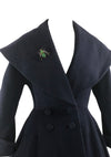 Rare 1950s Navy Blue Lilli Ann Designer Princess Coat- New!