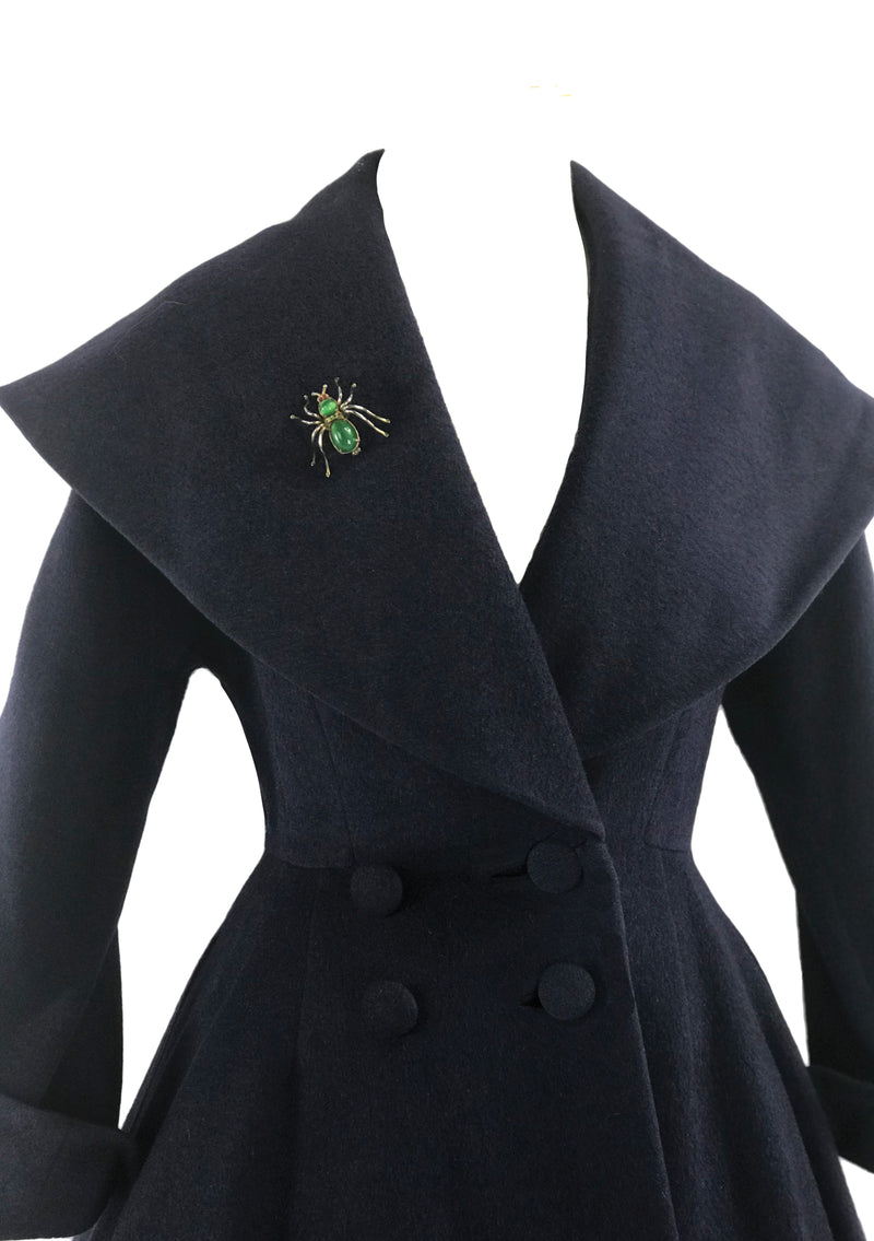 Rare 1950s Navy Blue Lilli Ann Designer Princess Coat- New!
