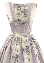 Vintage 1950s Lavender Floral Cotton Dress- New!