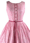 Late 1950s Early 1960s Pink & White Floral Dress- New!