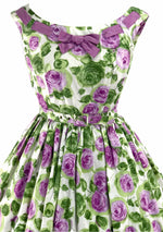 Original 1950s Lilac Roses Cotton Dress - New!