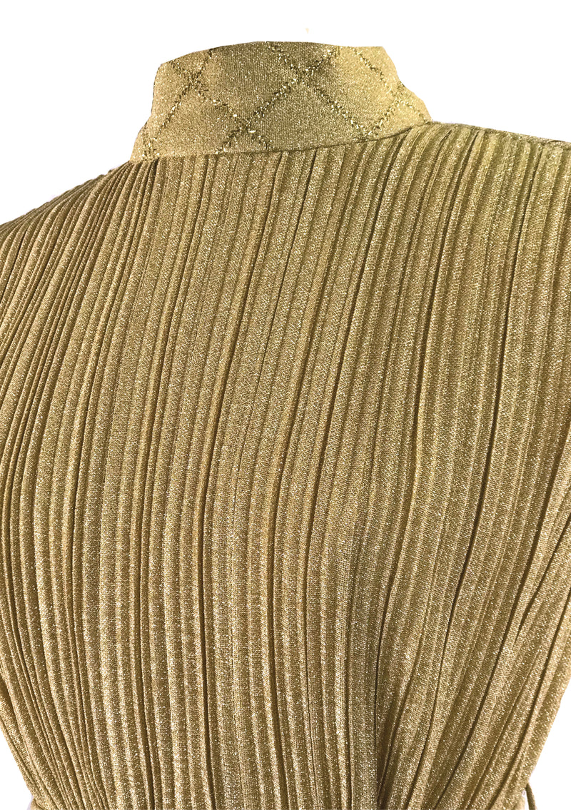 Groovy 1970s Gold Lame Party Dress & Hot Pants Ensemble- New!
