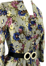 Vintage 1940s Floral Bouquet Crepe Draped Dress - New!