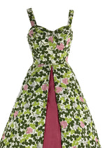 Vintage 1950s Pink Clover Flower Print Dress- New!