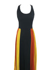 1970s Red, Yellow & Black Colour Block Maxi Dress- New!