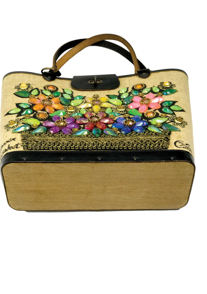 Vintage 1960s Edith Collins Jewelled Canvas Handbag - New!