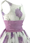 Spectacular 1950s Lilac Hydrangeas Chiffon Party Dress - New!