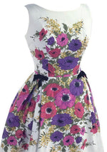 Late 1950s Anemone Border Print Pique Cotton Dress- New!